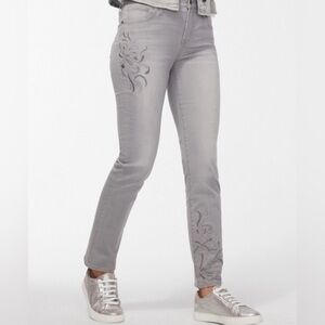 Chicos So Slimming Girlfriend Ankle Stretch Denim Jeans Gray Faded Size 16P